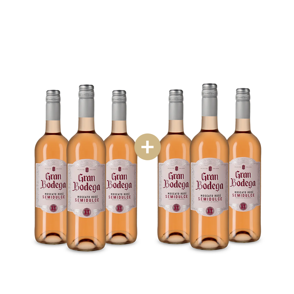 3+3 Flaschen Moscato Rosé semidulce 2024 – Gold