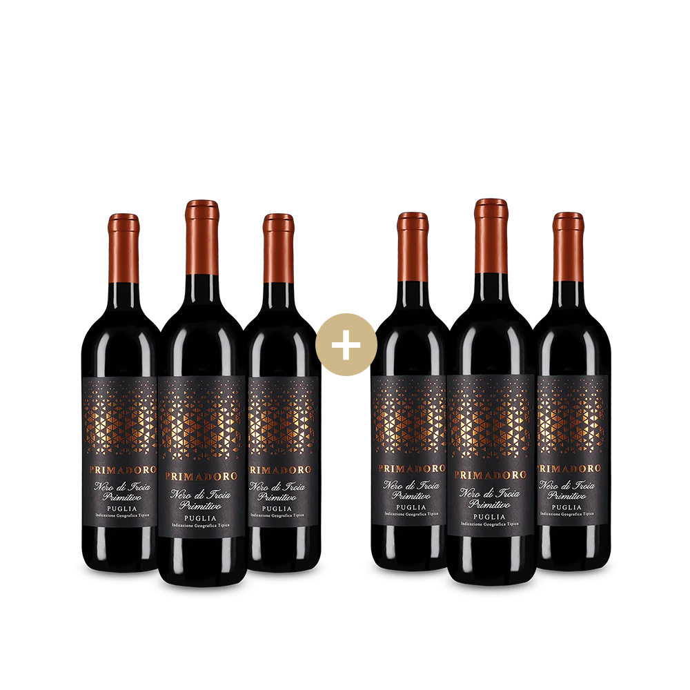 3+3 Flaschen Primadoro Nero di Troia Primitivo 2024 – Gold