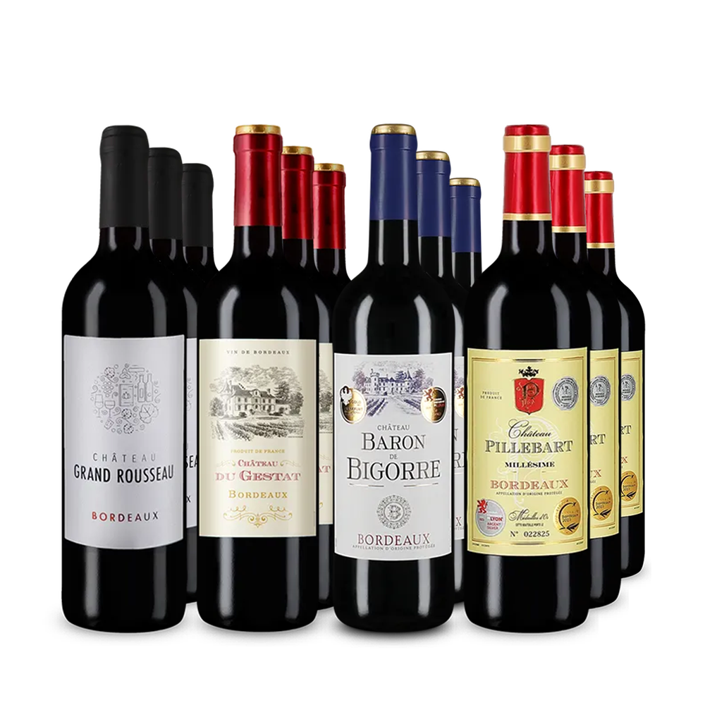 Festliche Bordeaux-Stars im 4x3-Paket – Gold