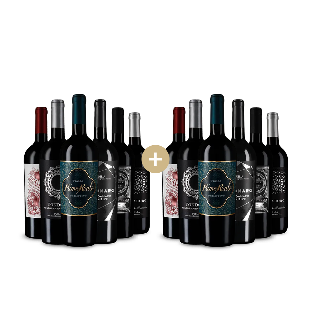 6+6 Flaschen Primitivo: Unsere Bestseller – Gold