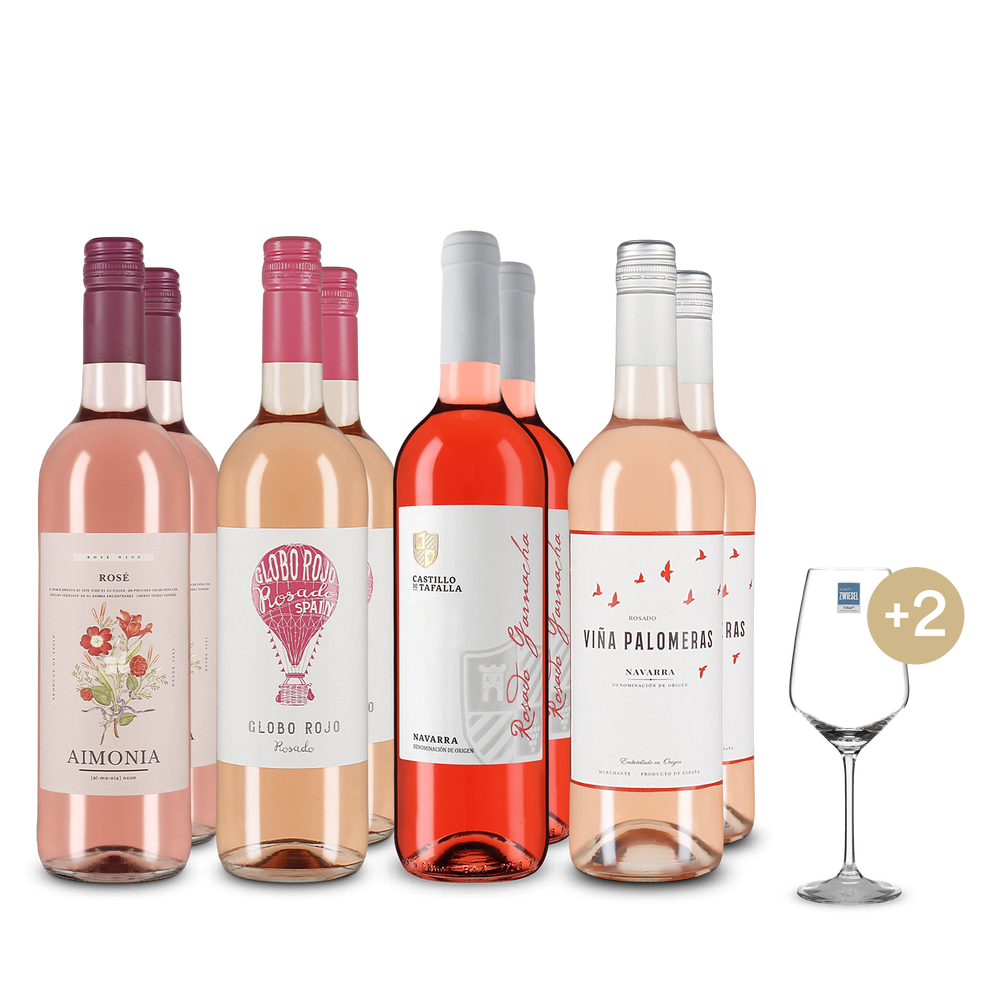 Spanische Rosé-Stars im 4x2-Paket +2 Weingläser