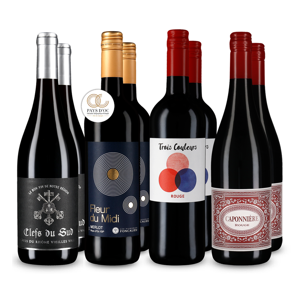 4x2 Rotwein-Entdeckungen aus Frankreich